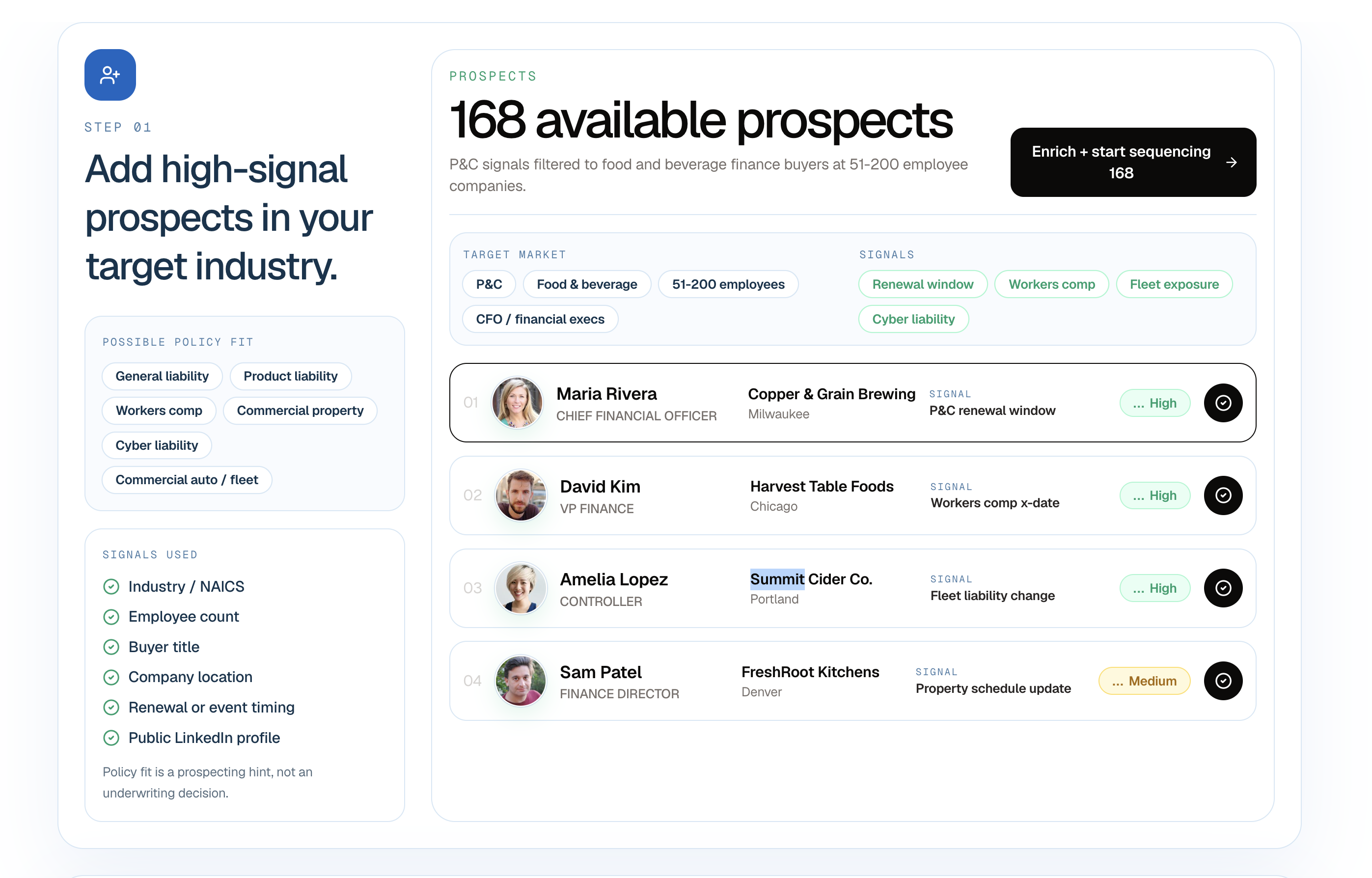 SoManyLemons interface showing high-signal prospect targeting, buyer filters, intent signals, and a sequencing action
